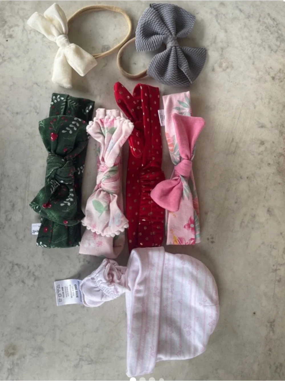 Baby Girls Mixed Bow Headband Set - Pink, Red, Green, Cream, Gray